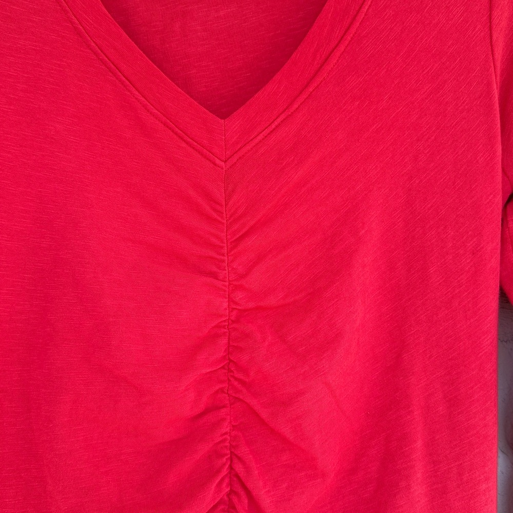 Anthropologie Sundry Ruched Long Sleeve Mini Dress Pink/Coral Size Medium - Picture 5 of 14